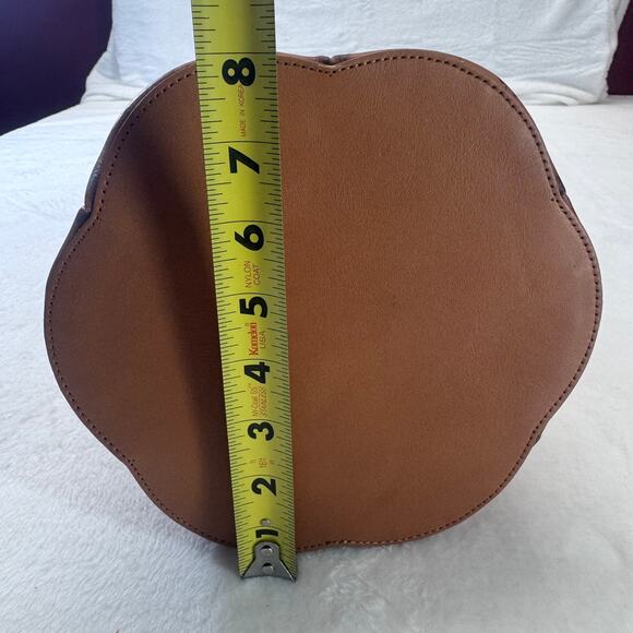 Sundance Made in Italy Brown Floral Leather Bucket Crossbody Bag RemoveableStrap - Picture 15 of 16